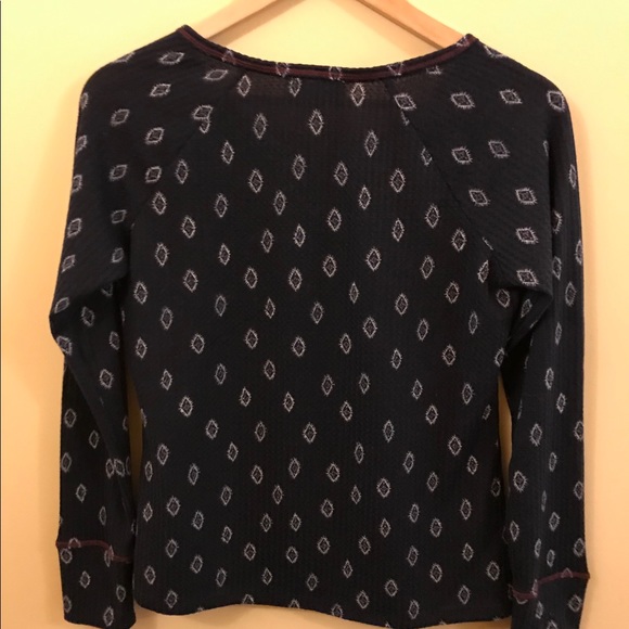 🎁 NWT Vintage America Print Lace Up Top - Picture 3 of 6